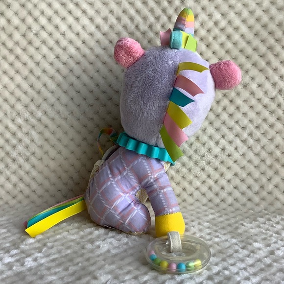 SKIP HOP Plush Unicorn Rattle Teething Crinkle Pastel Colour Stuffed Animal Toy - Picture 4 of 8